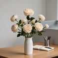thumbnail image 6 of 7 Bundles 3-Heads Faux Silk Peony Flowers Realistic Fake Floral Stems Home Wedding Table Centerpiece Vase Decor,Beige, 6 of 6