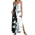 thumbnail image 2 of Mceream Boho Dresses for Women Plus Size 2026 Casual A Line Spaghetti Strap V Neck Maxi Sundress Side Split Silk Floral Graphic Dresses Beach Vacation Clothes Multicolor XL, 2 of 8