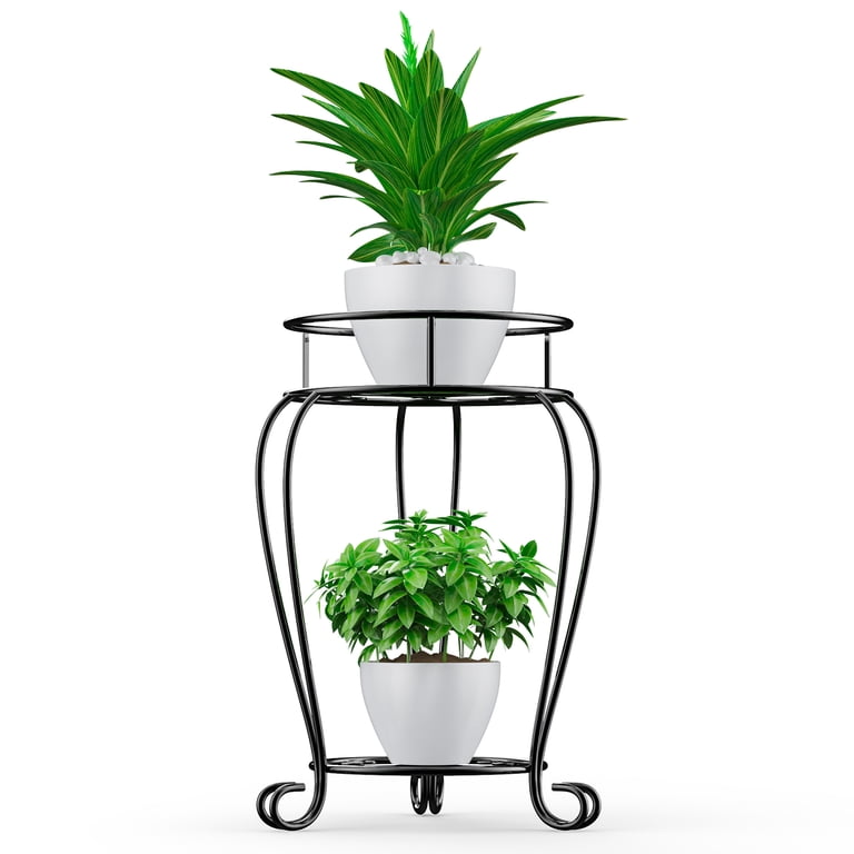 2-Tier Metal Plant Stand with Heart-Shaped Details photo 1