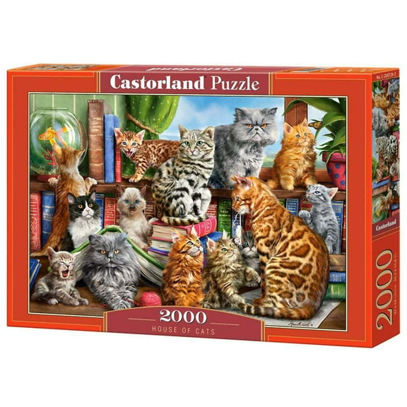 2000 Piece Jigsaw Puzzle, House of Cats, Happy Cats, Pets, Animals, Cats and Kittens, Adult Puzzles, Castorland C-200726-2