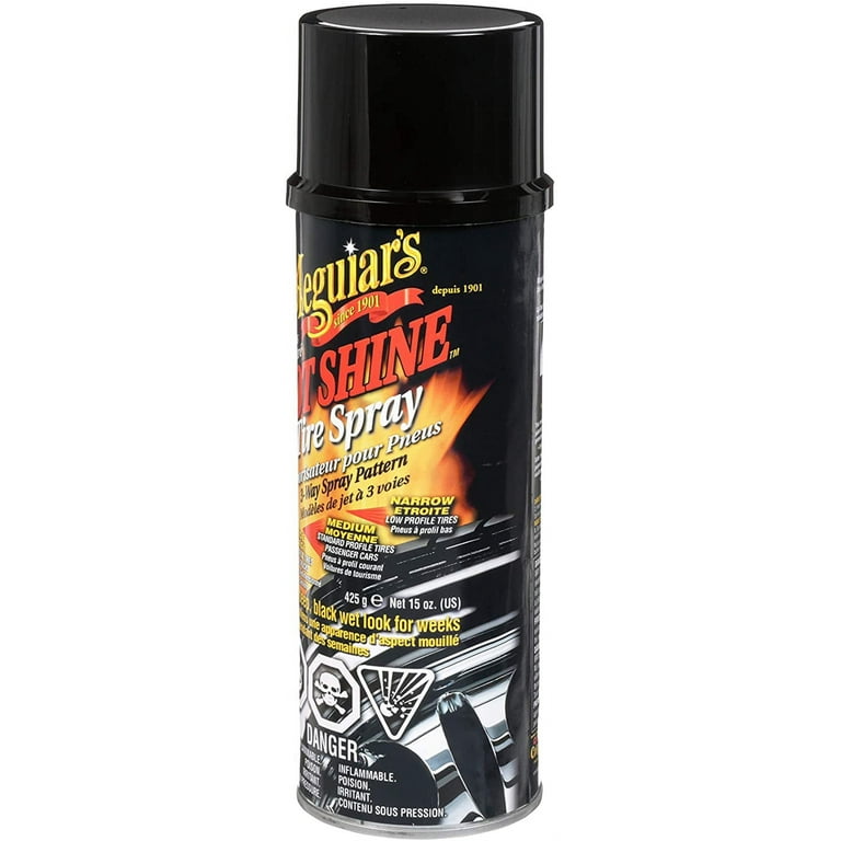 MEGUIAR'S Hot Shine High Gloss Tire Coating, Tire Protectant for  Long-lasting Satin Finish, Prevents Tire to Dry Rot, 15 oz, 6 Packs 