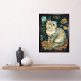 thumbnail image 2 of William Morris Inspired Cute Cat with Floral Pattern Fur and Flowers Colourful Modern Illustration Art Print Framed Poster Wall Decor 12x16 inch, 2 of 5