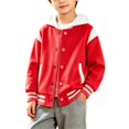 thumbnail image 2 of Grblisyd Kids Fleece Varsity Jackets Girls Boys Long Sleeve Baseball Jacket Lightweight Bomber Coat School Outwear with Pocket, 2 of 5