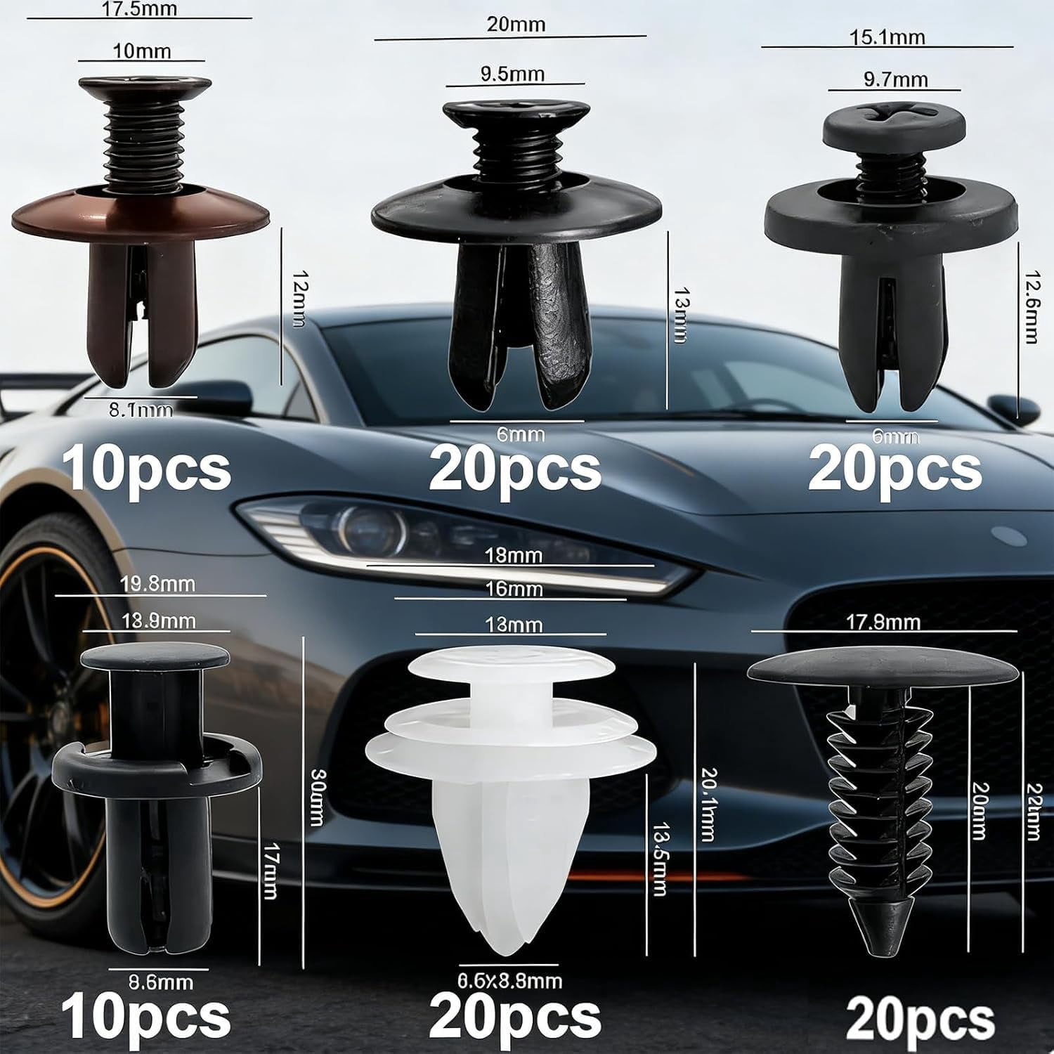 100PCS Universal Expansion Screw Clips Set, Automotive Plastic Fastener Kit , Car Retainer Clips for Automobiles Mudguard Leaf Plates Door Panel Clip