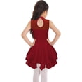 thumbnail image 4 of Alvivi Kids Girls Shiny Rhinestones Figure Ice Roller Skating Dress Sleeveless Ballet Dance Leotard Burgundy 12, 4 of 7