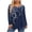 02-Navy, variant on Women's Casual Loose-Fit Long-Sleeve Plus-Size Top – Scoop Neck​ with Elastic Shirring​ & All-Over Print Blouse