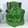 thumbnail image 4 of Golf Soft Flannel Fleece Throw Blanket, Layout of a Setting with Water Hazards Trees Design Fairway Perspective, Cozy Plush for Indoor and Outdoor Use, 50" x 60", Green and Lime Green, by Ambesonne, 4 of 5