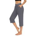 thumbnail image 2 of TQWQT Khaki Womens Capris for Summer Capri Pants Knee Length High Waisted Plus Size Cropped Trouser Dressy Casual Pedal Pushers with Pockets Dark Gray M, 2 of 7
