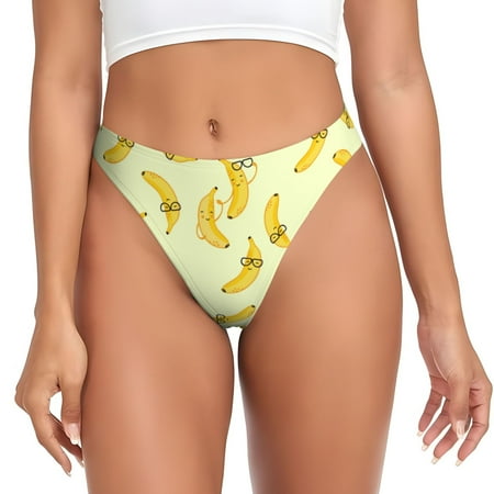 Adobk Bananas Print Seamless Women Underwear Thongs No Show Ladies Thong No Line Breathable Comfortable Panties Undies for Women-Small