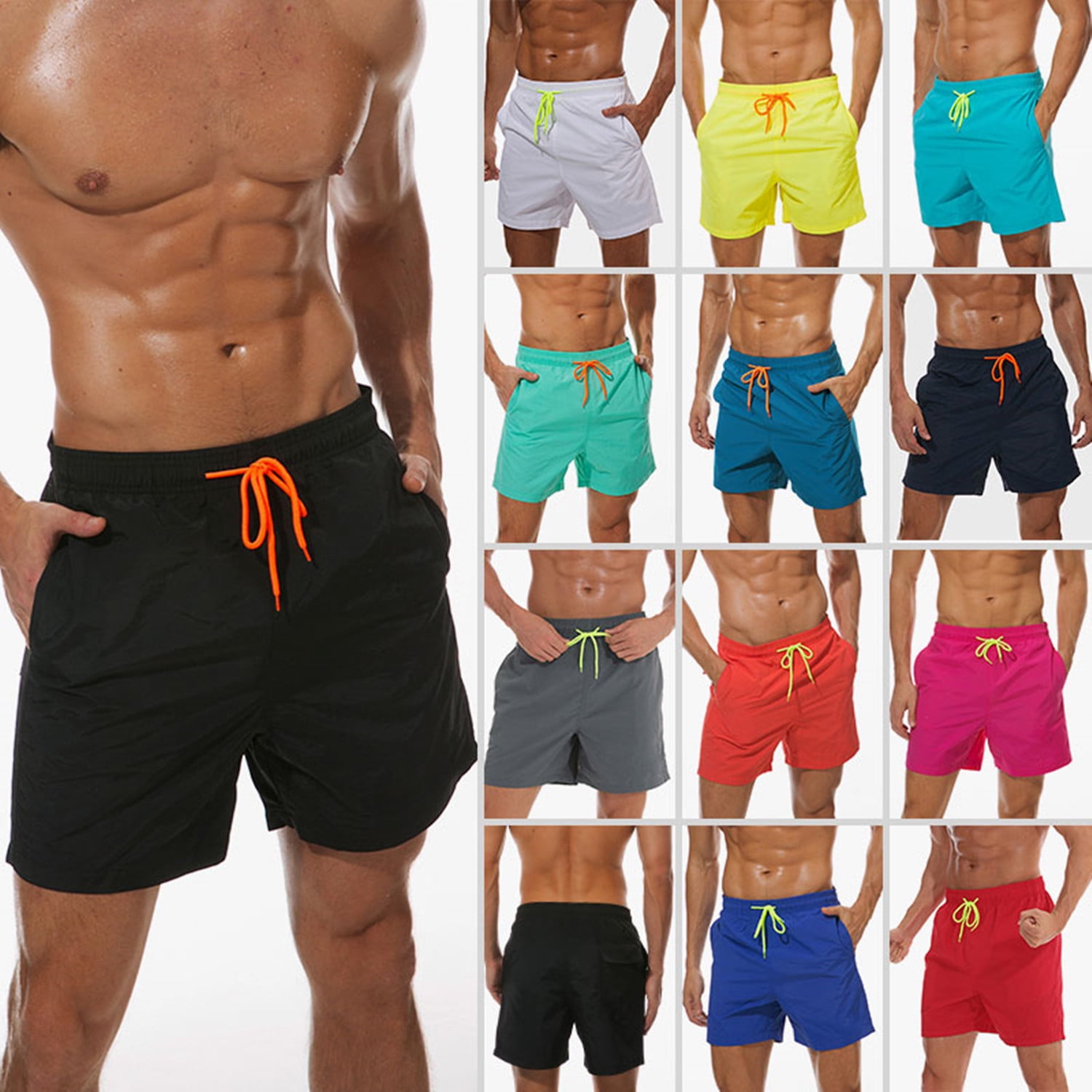 Men Swimwear Bikini Casual Solid Color Swim Brief Swimsuits Boxer Trunks Beach Shorts