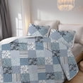 thumbnail image 4 of Davulos Patchwork Quilt Set Twin Size,2 Pieces Blue Floral Plaid Design Summer Bedspread Coverlet Set Soft Microfiber Reversible Lightweight Bed Cover for All Season, 4 of 8