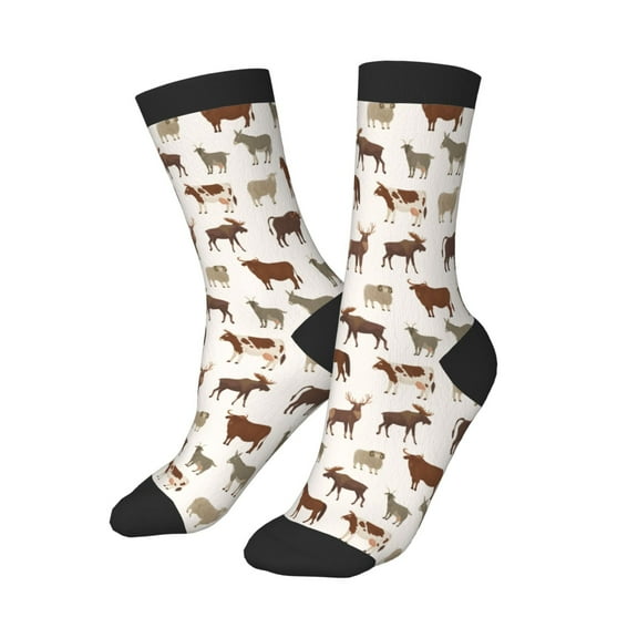 Kids Girls Boys Socks - goat moose buffalo deer print Comfort Breathable Crew Socks for Boys Girls Kids, Soft Athletic Running Socks for Boys Socks 6-10 Years Old
