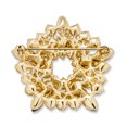 thumbnail image 2 of Bling Jewelry Womens Large Two Tone Golden Crystal Holiday Circle Wreath Brooche Pin Gold Silver, 2 of 4
