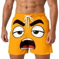 thumbnail image 2 of Mens Casual Shorts Funny Cartoon Face Print Short Pants with Drawstring Comfortable Summer Board Shorts for Men Orange XXXXXL, 2 of 4
