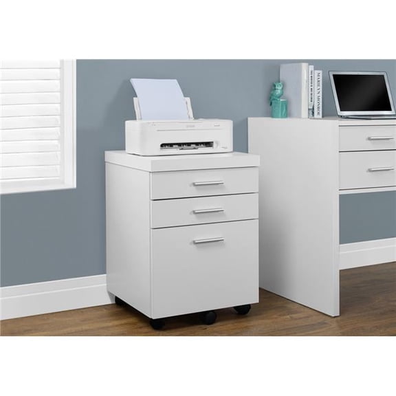 HomeRoots 333351 26.75 in. White Particle Board & Hollow Core Filing Cabinet with 3 Drawers