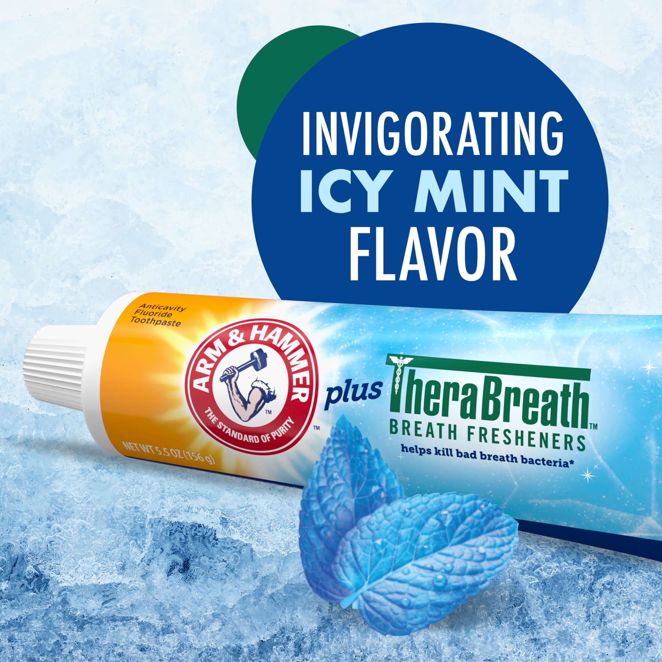 ARM & HAMMER Therabreath Fluoride Toothpaste, Invigorating Icy Mint