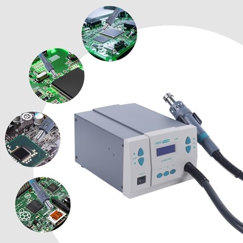 861DW 1000W Hot Air Rework Station with Digital LCD Display, Brushless DC Vortex Blower, 110V Soldering Heat Gun - Includes 3 Nozzles for  Soldering-Professional$$Tools & Hardware Other