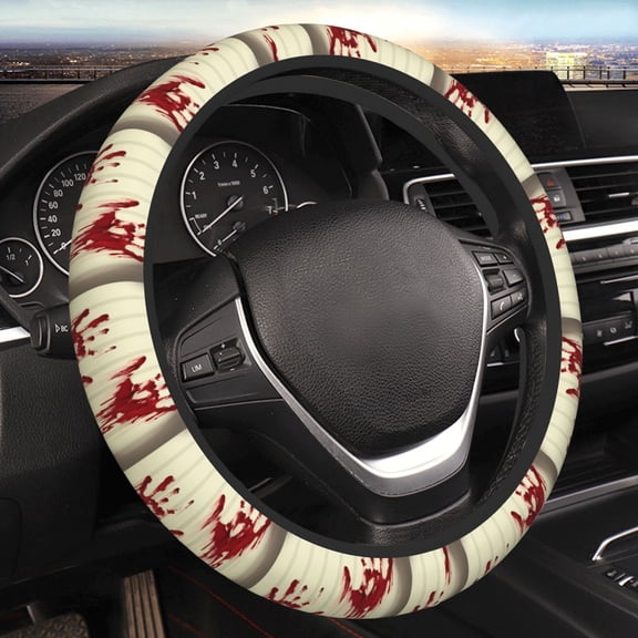Steering Wheel Cover Anti-Slip Elastic Car Protective Universal 15 Inch Fit for Vehicles Auto SUVs , Splatter Bloody Hand Prints