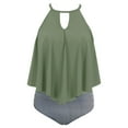 thumbnail image 3 of IDALL Tankini Swimsuits Bathing Suit Women Two Pieces Bathing Suit Top Ruffled With High Waisted Bottom Tankini Set Swim Suits for Women 2024 Womens Swimsuits Army Green S, 3 of 7