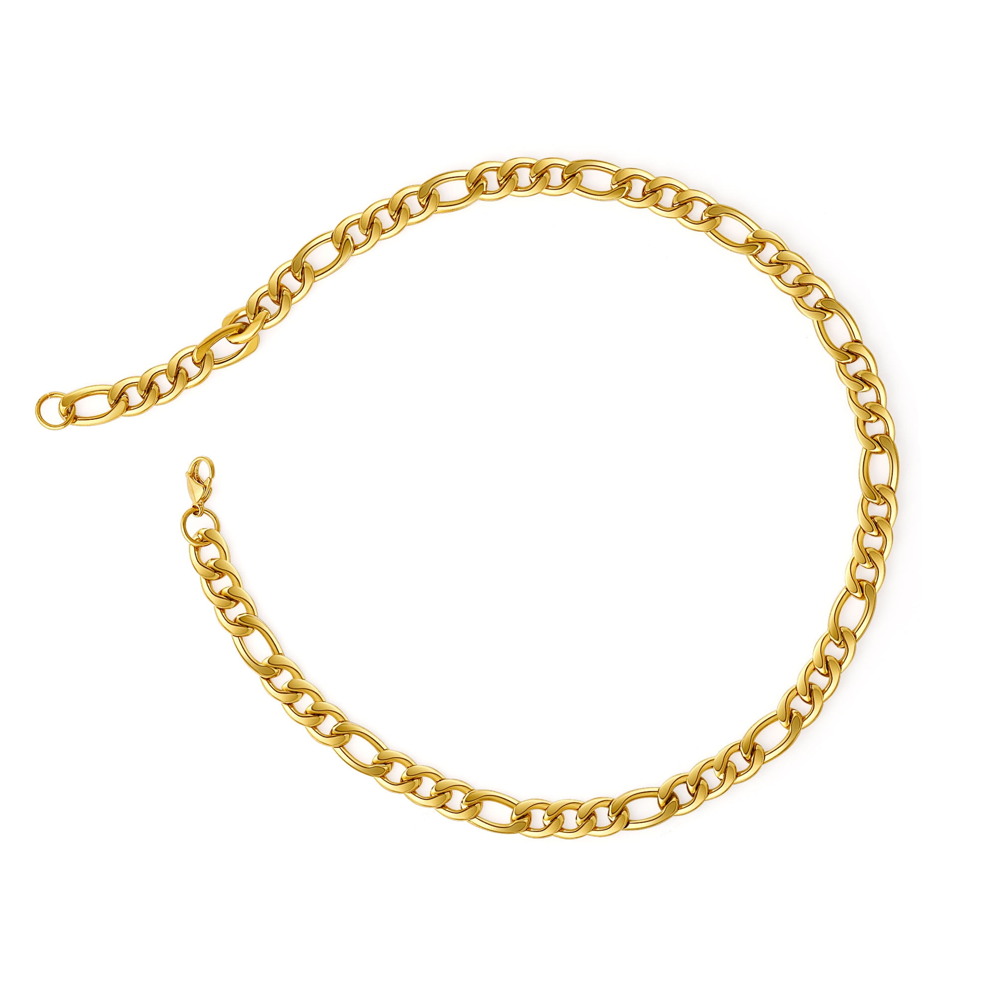 10k Gold Clad Stainless Steel 316L Figaro Link Rope Chain Choker Necklace 