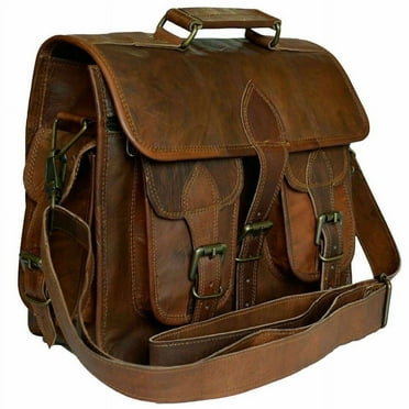 SHAKUN LEATHER JOURNAL Brown Leather Messenger Bag for Laptop Handmade Briefcase Satchel Mens Crossbody Laptop Bag (9x11 Inches)