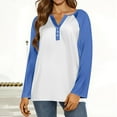 thumbnail image 5 of Hearthz Long Sleeve Shirts for Women Cotton Loose V-Neck Button Henley Shirts for Women Loose Fit Fall Color Block Raglan Sleeve Women Blouse, 5 of 5