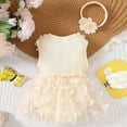 thumbnail image 4 of NIEWTR Baby Girl Summer Outfit Newborn Girl Bubble Romper Short Sleeve Jumpsuit Cute Infant Spring Clothing 3 6 9 12 18 Months(A-Beige,6-9 Months), 4 of 6