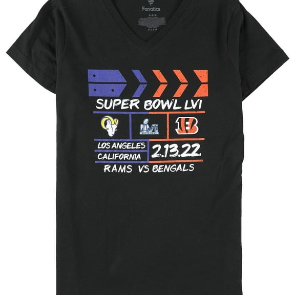 G-III Sports Womens Super Bowl LVI Graphic T-Shirt, Black, Medium