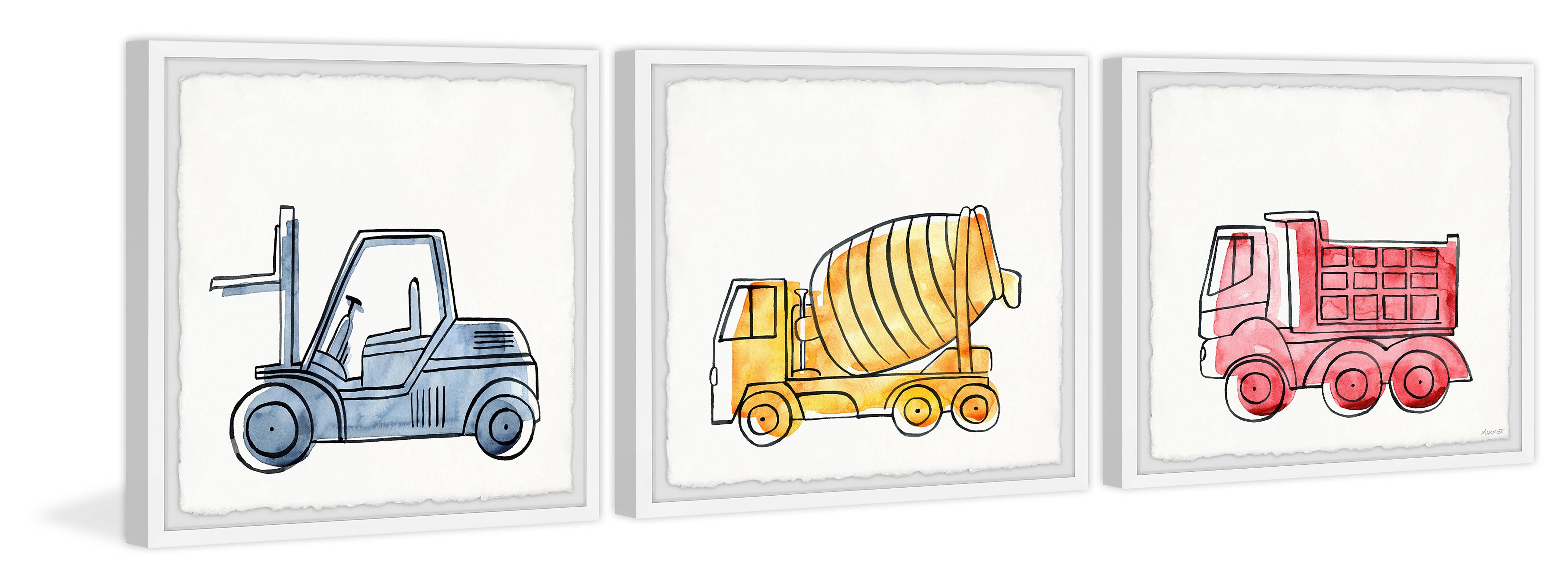Marmont Hill Construction Trucks Triptych