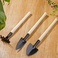 thumbnail image 3 of 3pcs/set Mini Garden Tools Plant Shovel Rake Spade Wood Handle Metal Head Kids, 3 of 10