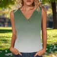 thumbnail image 2 of Mujeres sin mangas Tops de verano gradiente color fuera de posición impresión V-cuello blusa casual Mujeres V-cuello de verano Tops, 2 of 6