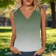 thumbnail image 2 of Mujeres sin mangas Tops de verano gradiente color fuera de posición impresión V-cuello blusa casual Mujeres V-cuello de verano Tops, 2 of 6