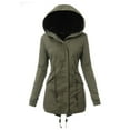 thumbnail image 3 of Innerwin Overcoats Solid Color Ladies Outwear Holiday Long Sleeve Drawstring Coat Black XL, 3 of 5