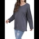 thumbnail image 2 of Blusas de Mujer de Larga con Cuello en V, Túnicas Casuales, Camisas Básicas, Blusas Holgadas Gris Oscuro XL, 2 of 9