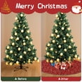 thumbnail image 4 of Christmas Tree Skirt,Red Christmas Scene Pattern Christmas Tree Decor with Red Ribbon Ties,Round Shape,Christmas Decorations for Home 48"x48", 4 of 7