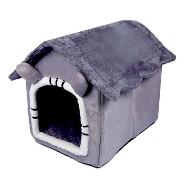 Casa para perros al aire libre, caseta para perros y gatos, caseta lavable con autocalentamiento, suministros para mascotas, cama para gatos, nido de Orejas grises M