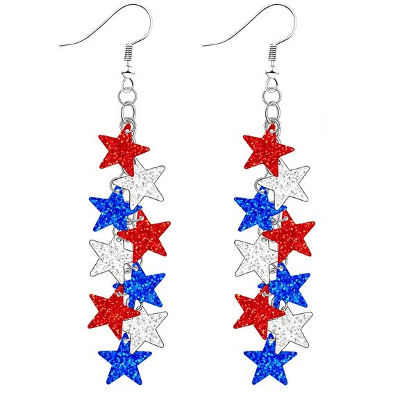 DESIGNICE Red White Blue Star Dangle Earrings 4Th of July Jewelry for Women Usa Independence Day Patriotic Earrings Accessories