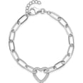 thumbnail image 4 of Sterling Silver Rhodium-Plated Paperclip Cz Heart With 1In Ext. Bracelet (Width 5.25) (Length 8) - Jbsp, 4 of 5