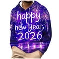 thumbnail image 2 of COSFO Men Hoodies Happy New Year Graphic Flannel Hooded Sweatshirts Loose Fit Pullover Long Sleeve Men's Shirts, 2 of 6