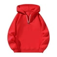 thumbnail image 3 of BiZtdJrK Women's Quarter Zip Hoodie Sweatshirt Casual Long Sleeve Oversized Pullover with Pocket Solid Color Lightweight Hoodies Red S, 3 of 4