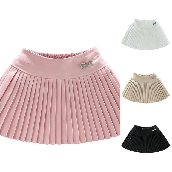 Rhuody Girls Dress Short Sleeve Pleated Skirt With Elegant Style For And Summer Cute Half Skirt Soft Wear