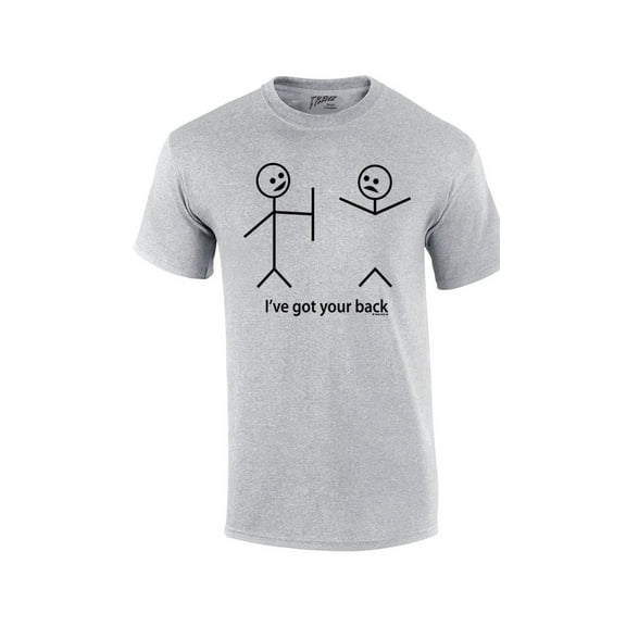 Funny Short Sleeve T-shirt I've Got Your Back Stick Figures Humorous Sarcastic Phrases Novelty Short Sleeve T-shirt-Sportsgray-Small