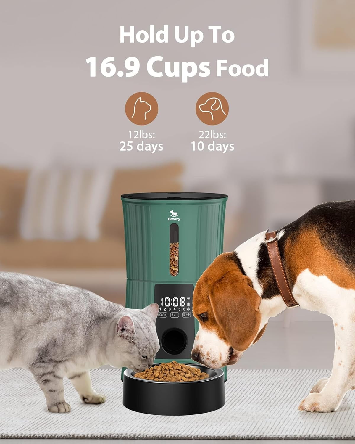 Automatic Cat Feeder 4L Programmable Dry Food Dispenser for Cats and Small Dogs with Voice Recorder