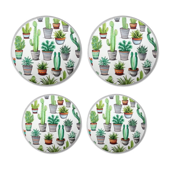 Decorative Stove Burner Covers 4 Pcs Metal Round Stove Burner Covers 8Inch And 10Inch for Home Decor Cooktop Decorative ,Cactus Succulent Flowers Elegant