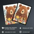 thumbnail image 2 of Artery8 Happy Brown Bear in Wildflower Patch Watercolour Kids Bedroom Nursery Large Wall Art Poster Print Thick Paper 18X24 Inch, 2 of 3