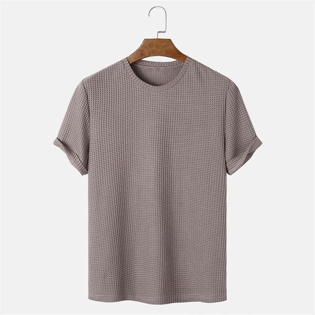 pstuiky camisetas de hombre, Camisas casuales de manga corta con cuello redondo y textura de color sólido para hombre camisetas de hombre xl