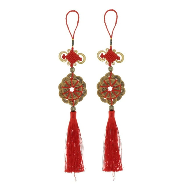 Dinastía Qing Ancien Emperador Rojo Nudo Chino Monedas de La Colgante Auspicioso de La Adorno de Decoración de La Regalos estilo 4 Hugo monedas chinas de buena suerte