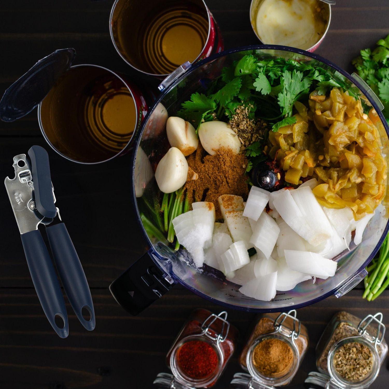 Ouvre-boîte manuel Mainstays avec décapsuleur intégré bleu, bleu sarcelle ou gris Ouvre-boîte manuel Mainstays