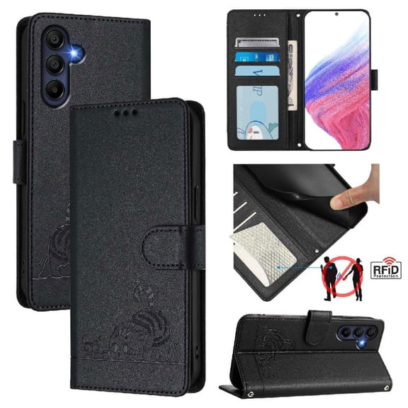 Flip case for GANGXUN Samsung Galaxy A56 Wallet Case with Kickstand, Card Slots, RFID Block, Cat Design