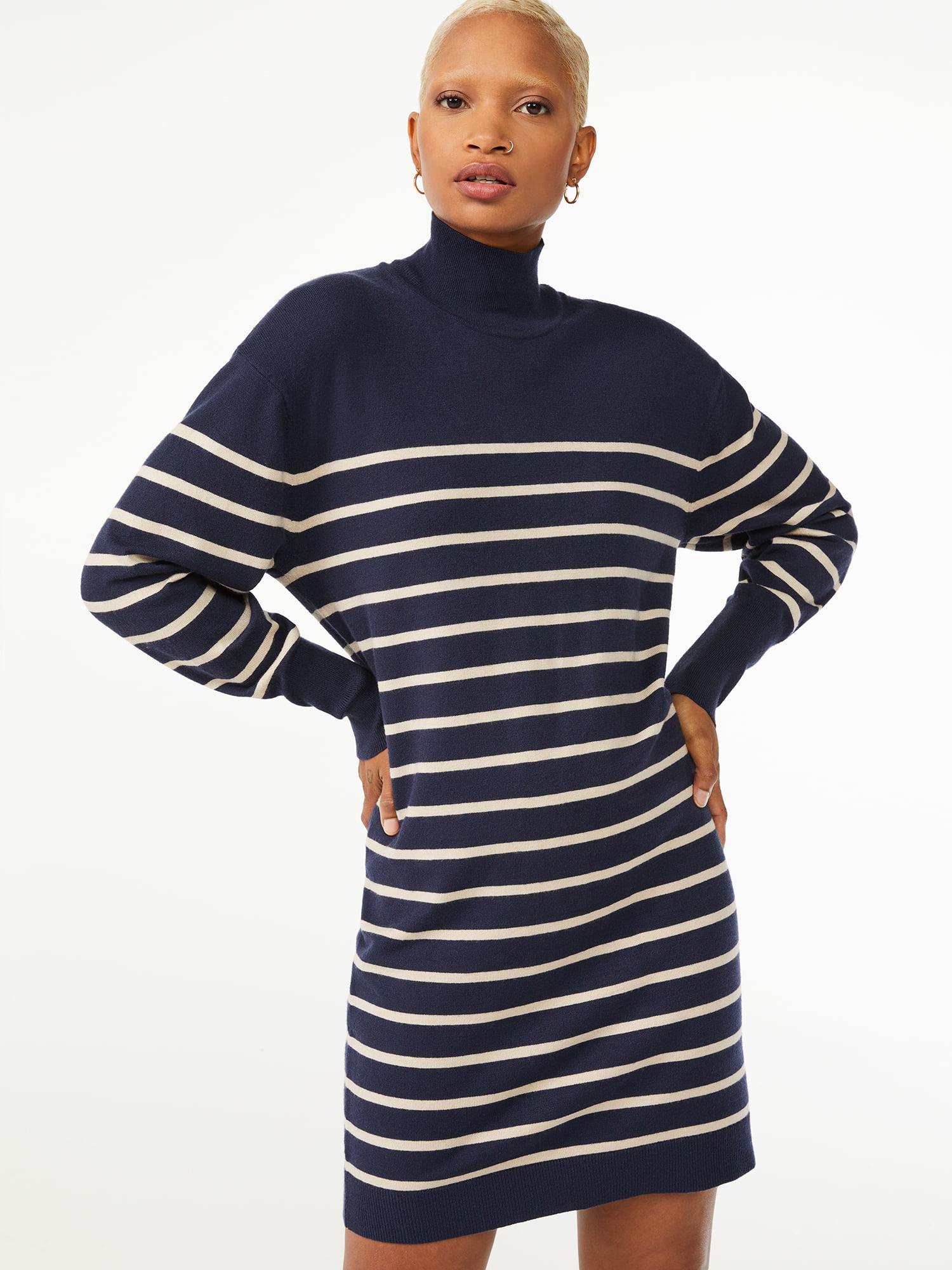 Free Assembly Women's Turtleneck Sweater Dress - Walmart.com